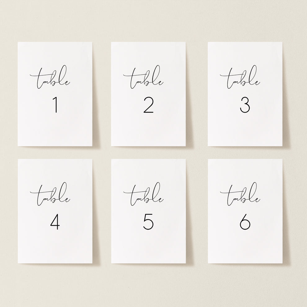 Elegant Table Number – Make Me Digital: printable event invitations ...