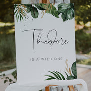 Tropical & Gold Wild One First Birthday Sign