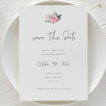 Serena Pink Peony Save the Date