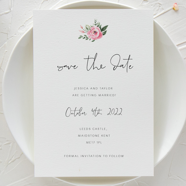 Serena Pink Peony Save the Date