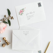 Serena Pink Peony Wedding Envelope Template