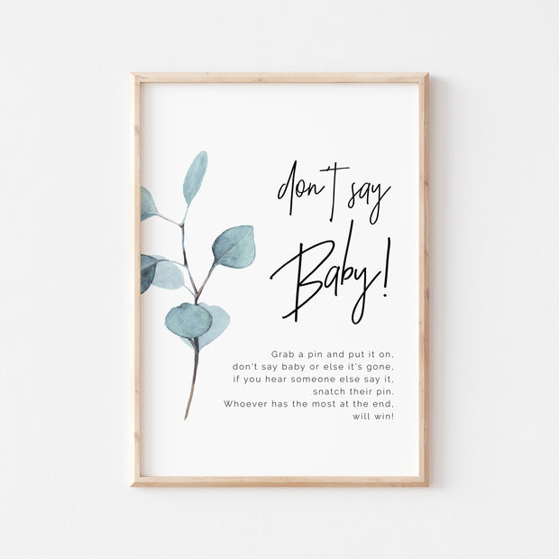 SARA | Eucalyptus Don't Say Baby Game Sign