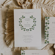 Silver Dollar Eucalyptus Wedding Invitation Single