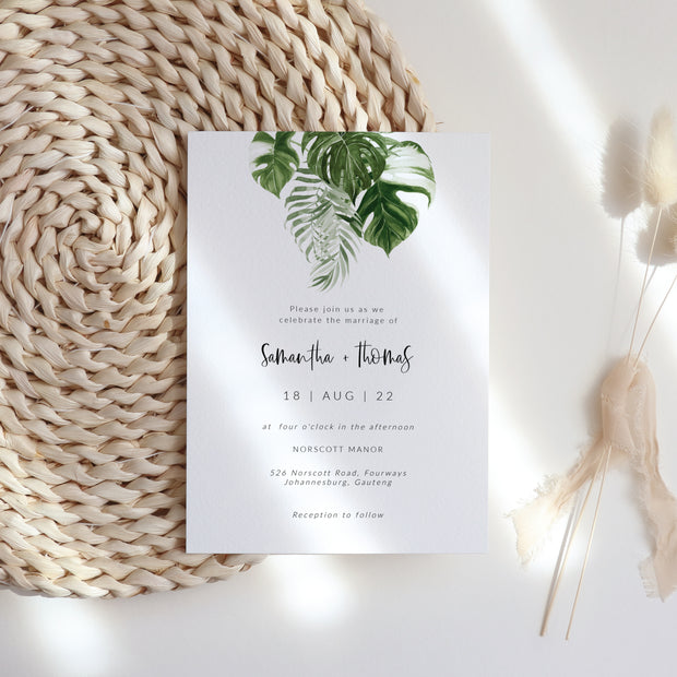 ZURI | Minimal Tropical Wedding Invitation – Make Me Digital: printable ...