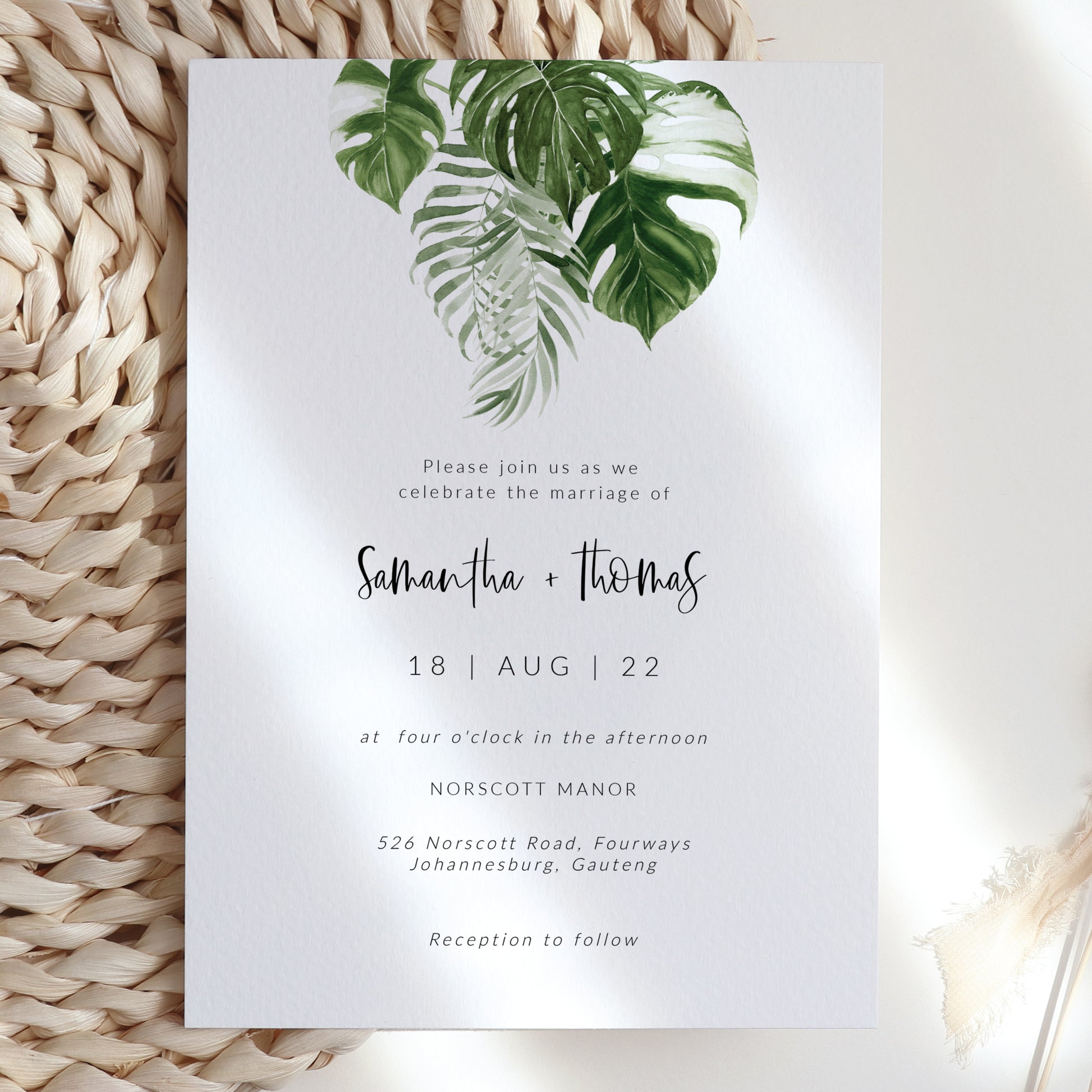 ZURI | Minimal Tropical Wedding Invitation
