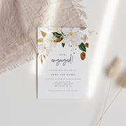 White Magnolia Engagement Party Invitation