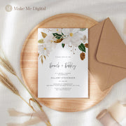 White Magnolia Bridal Brunch Invitation