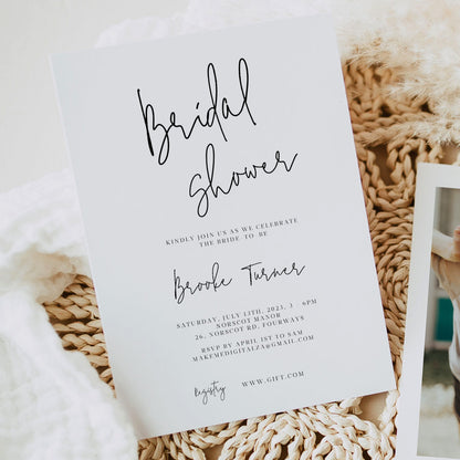 Modern Calligraphy Bridal Shower Invitation