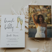 Modern Calligraphy Champagne Bridal Shower Invitation