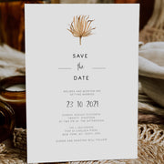 Rustic Palm Leaf Save the Date