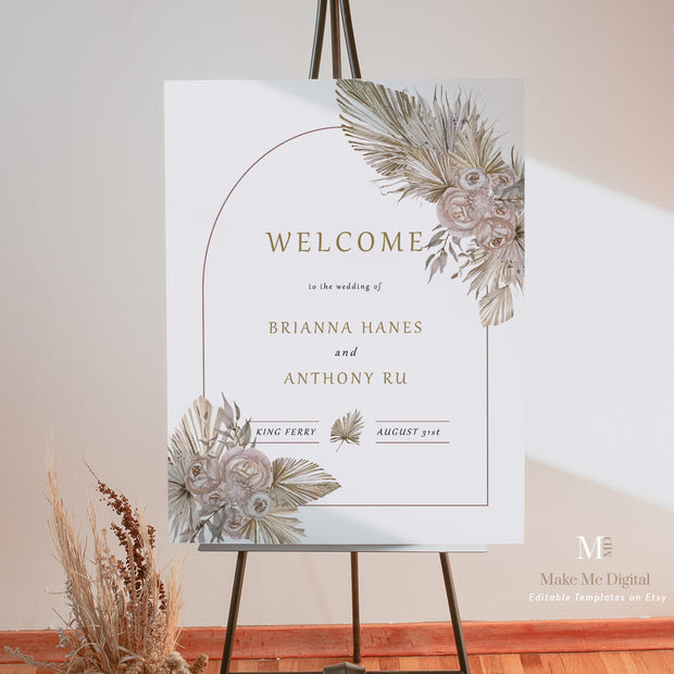 Dried Floral Desert Wedding Welcome Sign - Make Me Digital: printable event invitations, party games & decor