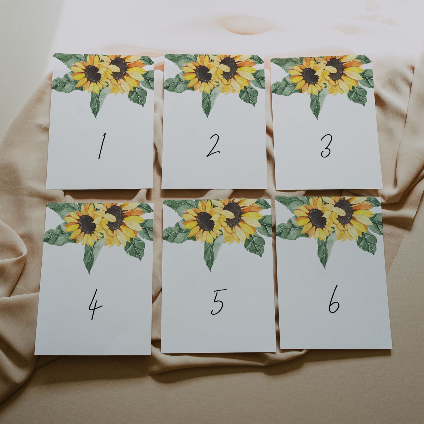 Sunflower Wedding Table Number