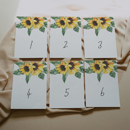 Sunflower Wedding Table Number