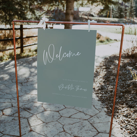 Sage Blue Baby Shower Welcome Sign