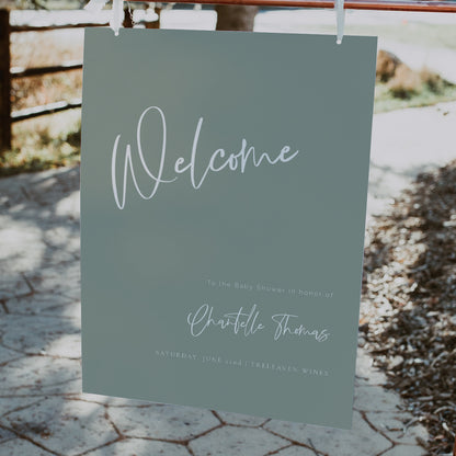 Sage Blue Baby Shower Welcome Sign