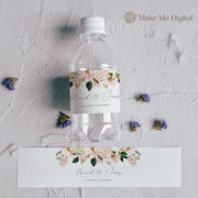 Pink Hydrangea Wedding Water Bottle Labels