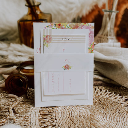 Spring Floral Wedding Invitation Belly Band