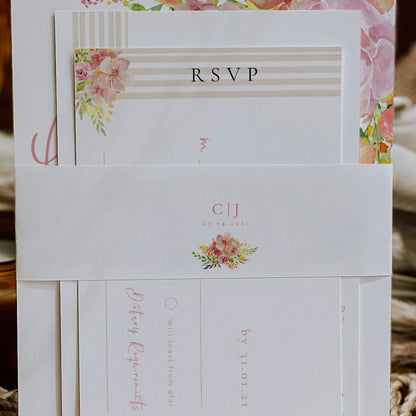 Spring Floral Wedding Invitation Belly Band