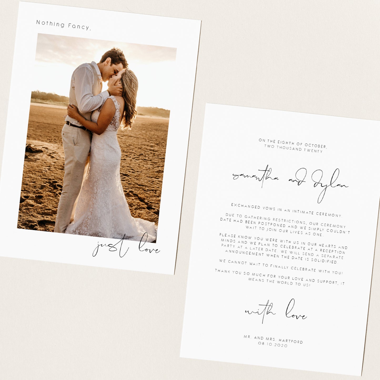 Elegant Wedding Elopement Announcement