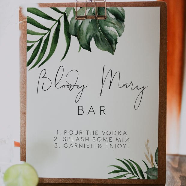 Tropical & Gold Bloody Mary Bar Sign