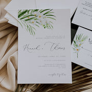White Orchid Wedding Invitation set of 3