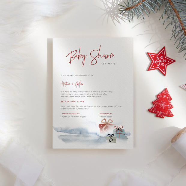 Cute Gifts Christmas Baby Shower by Mail Invitation
