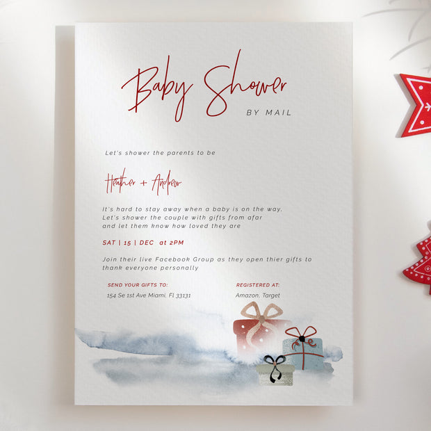 Cute Gifts Christmas Baby Shower by Mail Invitation