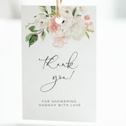 Blush Pink & White Floral Bridal Shower Thank You Tag