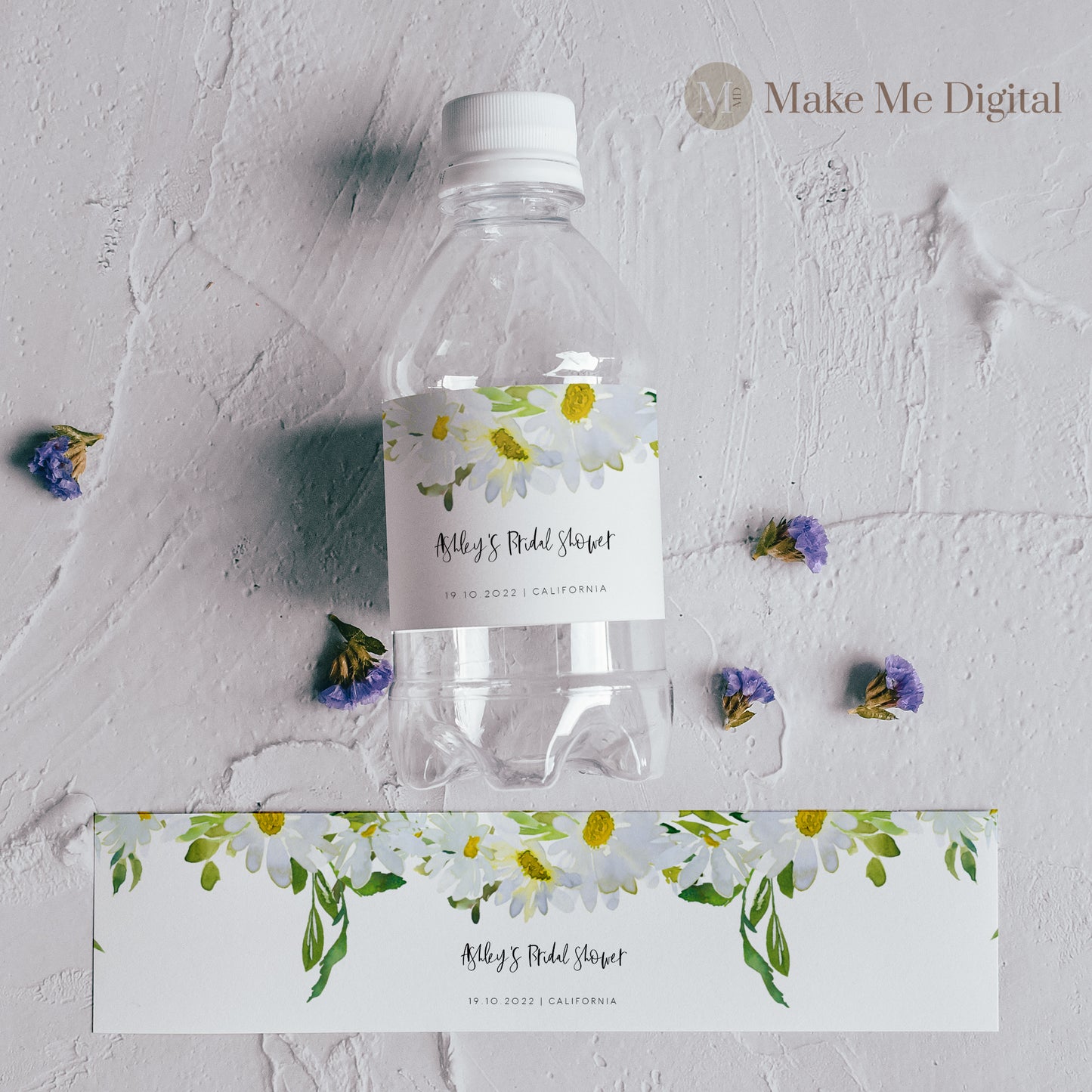 Delicate Daisy Bridal Shower Water Bottle Labels