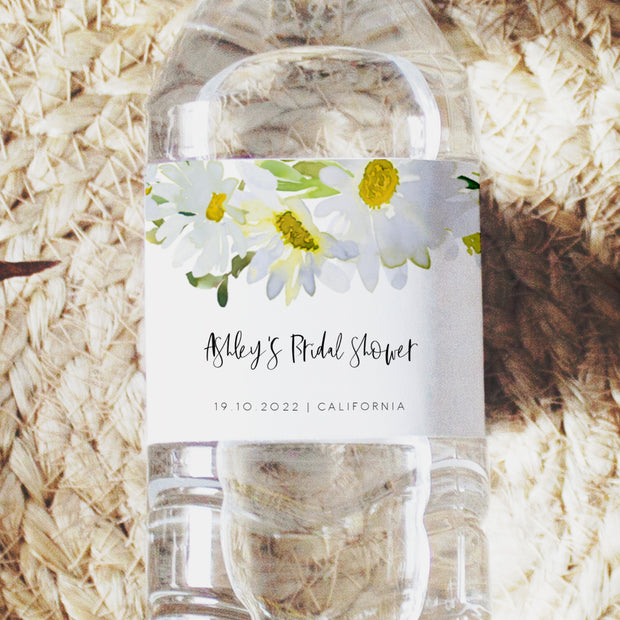 Delicate Daisy Bridal Shower Water Bottle Labels