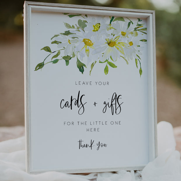 Delicate Daisy Baby Shower Cards & Gifts Sign