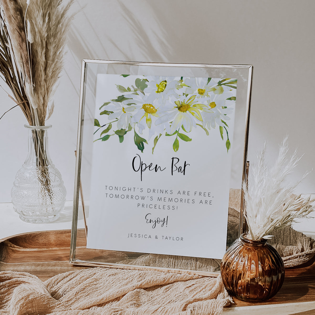 Delicate Daisy Open Bar Sign – Make Me Digital: printable event ...