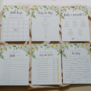 Delicate Daisy Bridal Shower Games Set of 6