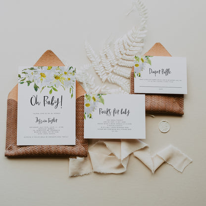 Delicate Daisy Baby Shower Invitation Set of 3