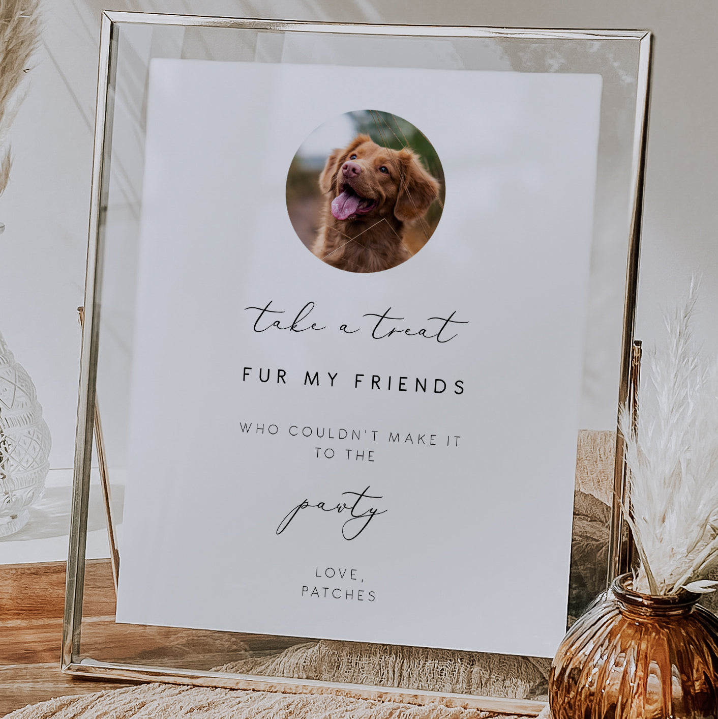 Elegant Calligraphy Pet Party Favor Wedding Sign with Photo