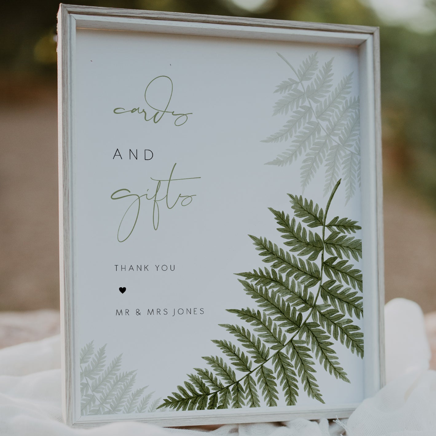 Watercolour Fern Cards and Gifts Sign