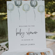 Blue Balloon Boy Baby Shower Welcome Sign