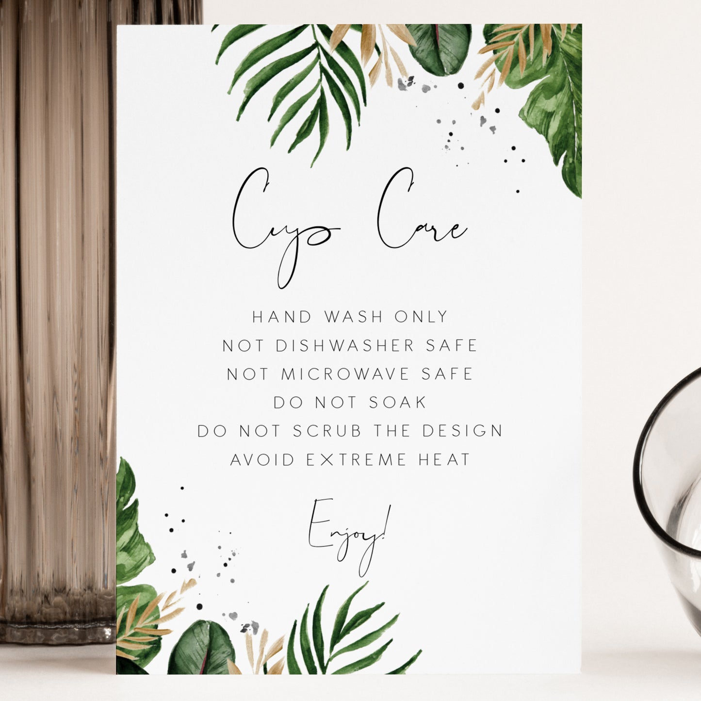 Tropical & Gold Handmade Cup Care Card