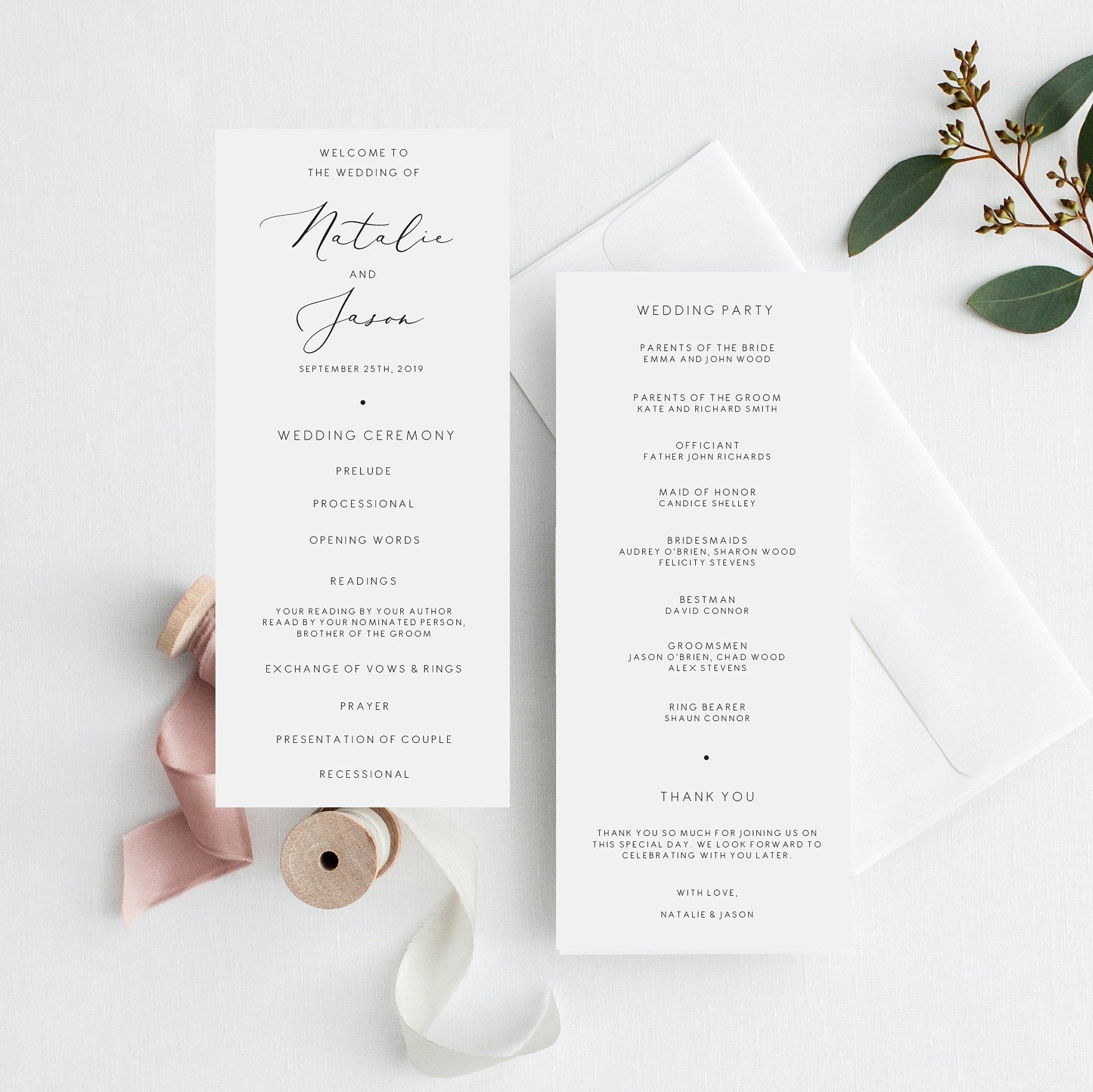 Wedding Ceremony Program Template | Printable Wedding Program | Weddin ...