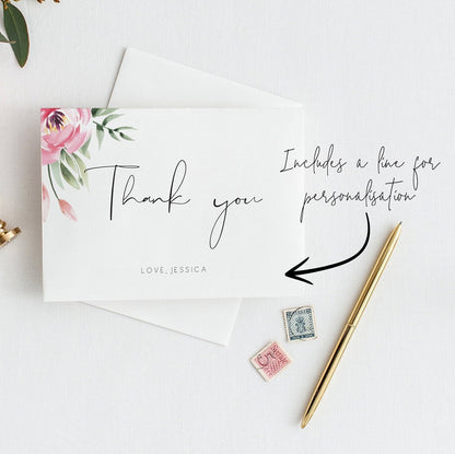 Serena Pink Peony Thank You Card