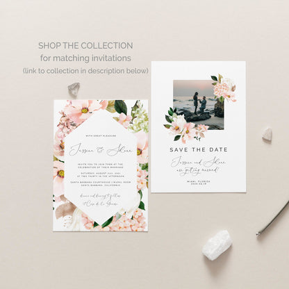 Pink Hydrangea Wedding Thank You Card
