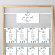 Nala Blue Eucalyptus Wedding Seating Plan Cards
