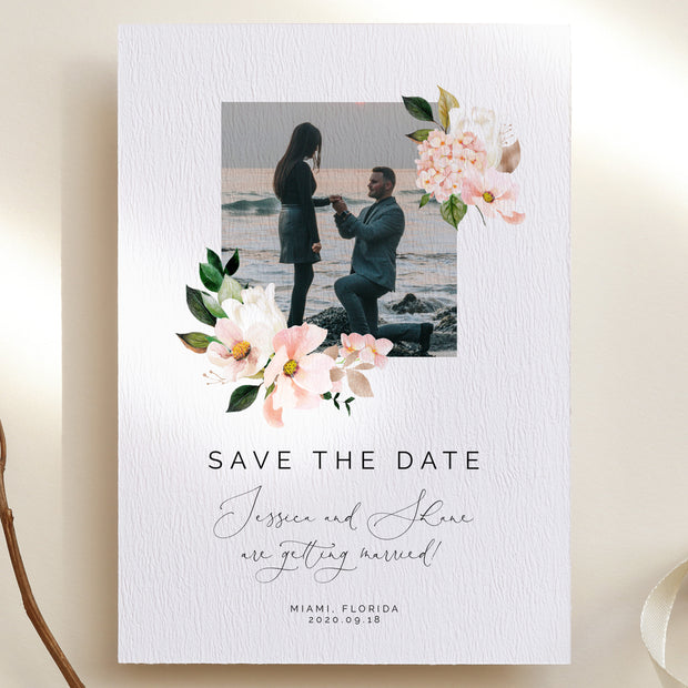 Pink Hydrangea Save the Date