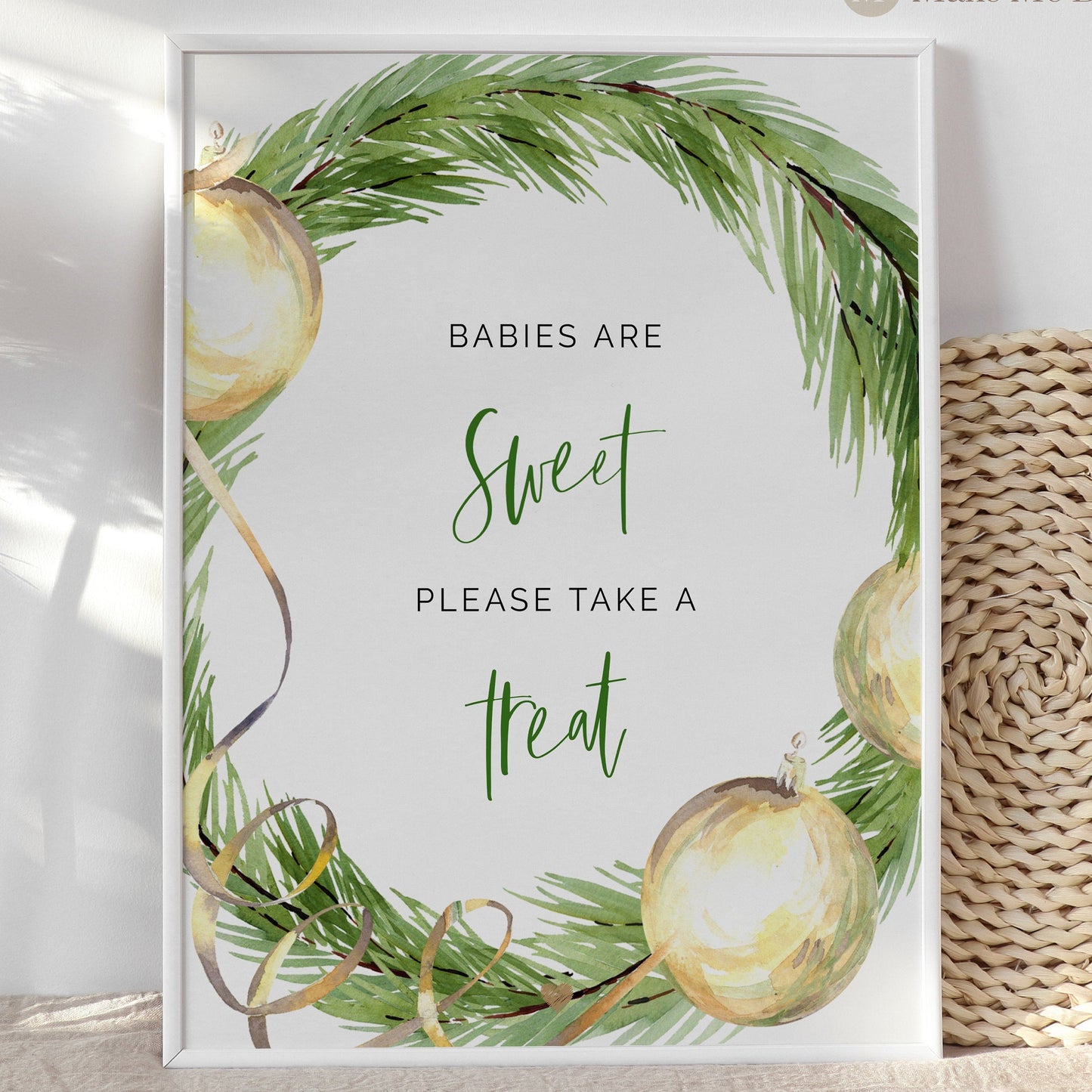 Green & Gold Christmas Babies are Sweet Sign - Make Me Digital: printable event invitations, party games & decor