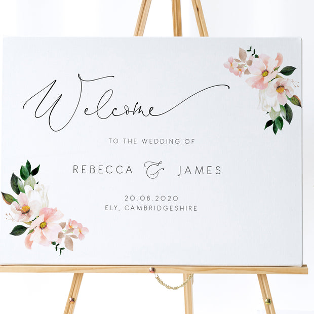 Pink Hydrangea Landscape Welcome Sign