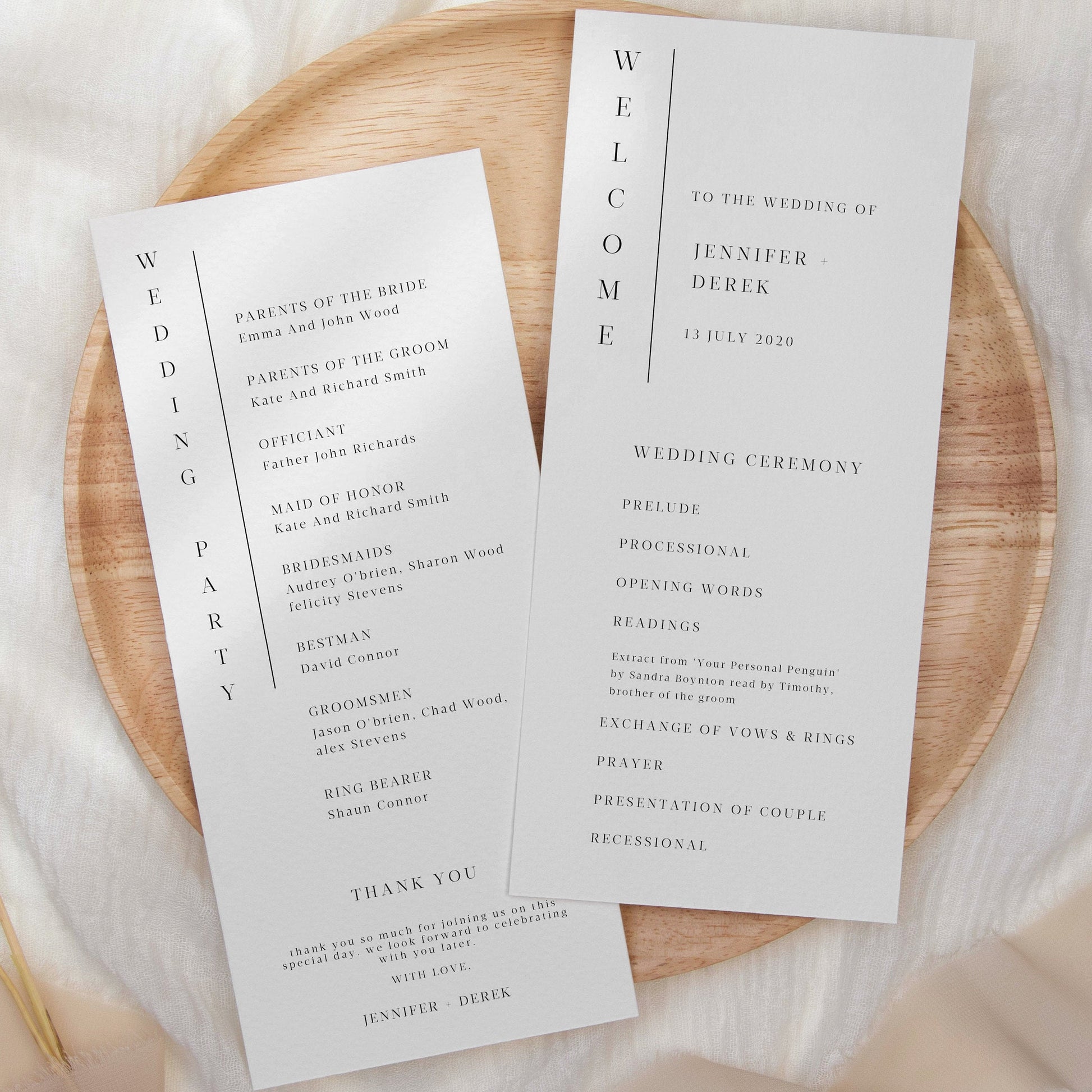 Minimalist Wedding Program - Make Me Digital: printable event invitations, party games & decor
