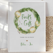 Green & Gold Christmas Books and Gifts Sign - Make Me Digital: printable event invitations, party games & decor