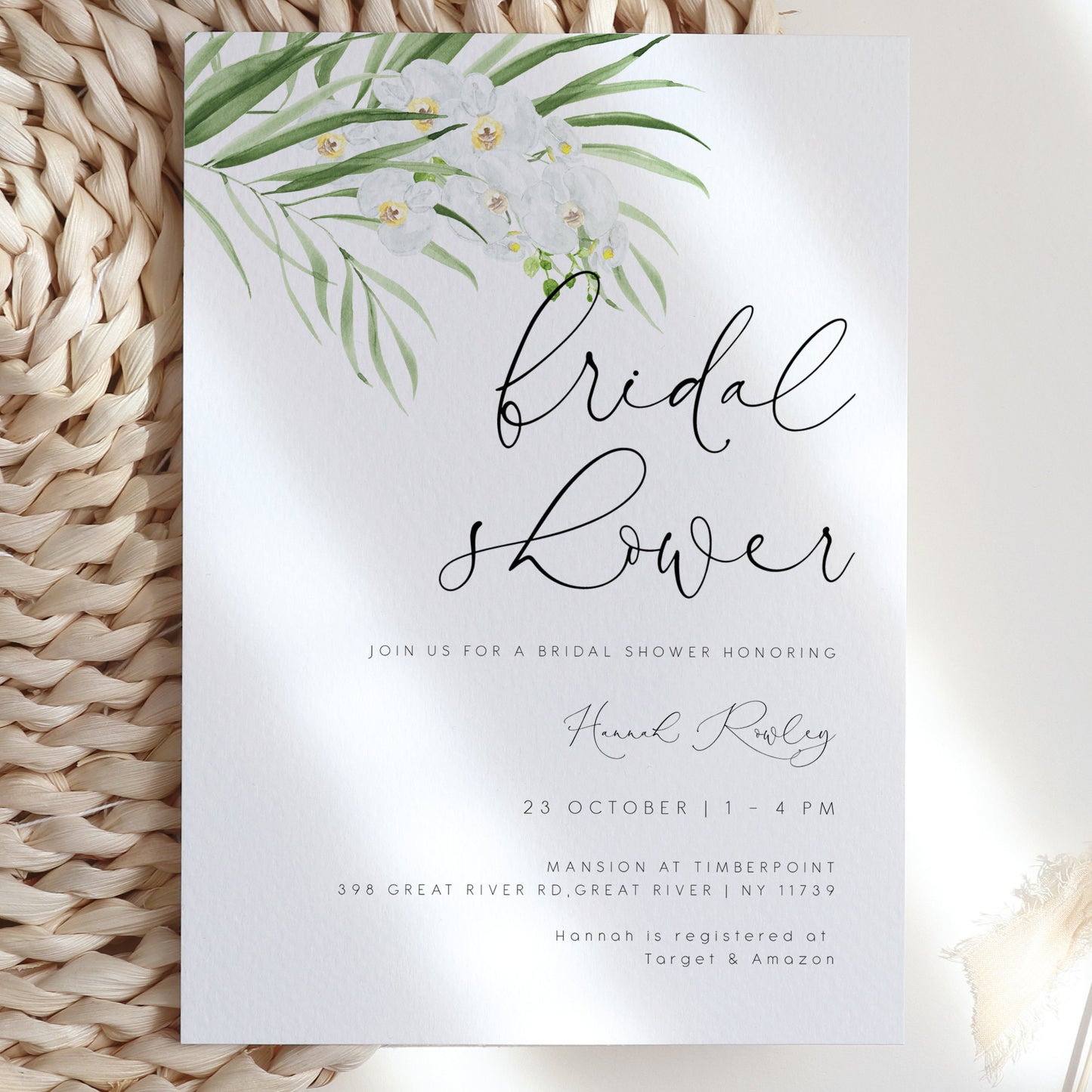 White Orchid Bridal Shower Invitation - MakeMeDigital