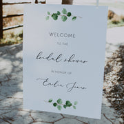 Minimalist Green Eucalyptus Bridal Shower Welcome Sign