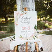 Blush Pink & White Floral Unplugged Ceremony Sign